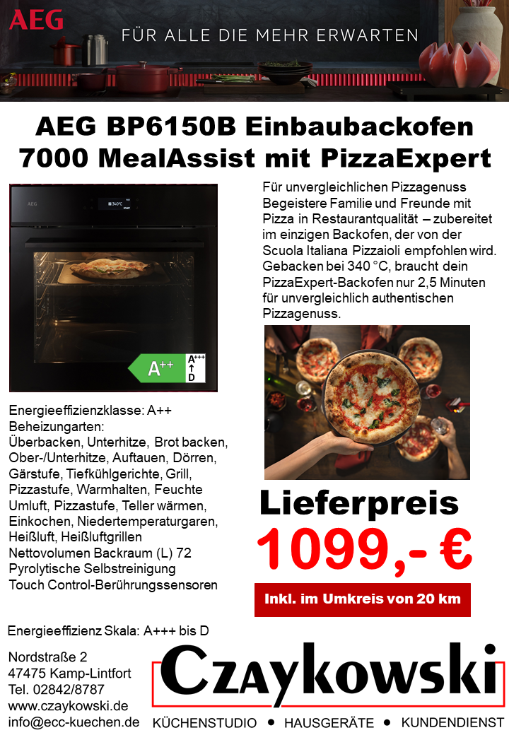 Werbung AEG Autarker Backofen mit Pizza Expert